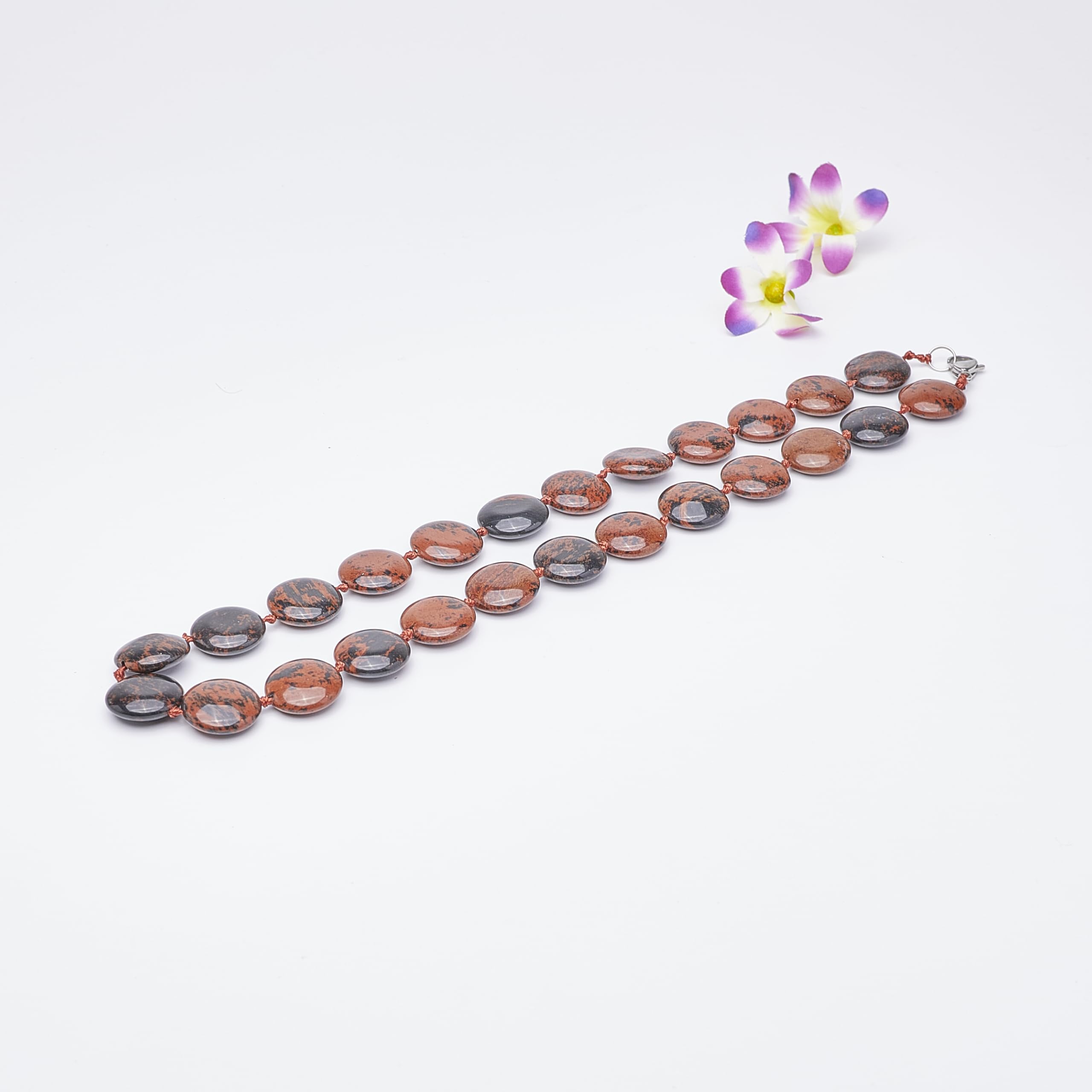 Collier en Perles de Pierres Précieuses Naturelles pour Femmes et Filles - Perles Rondes de 16mm - Bijoux en Cristaux de Guérison Faits Main