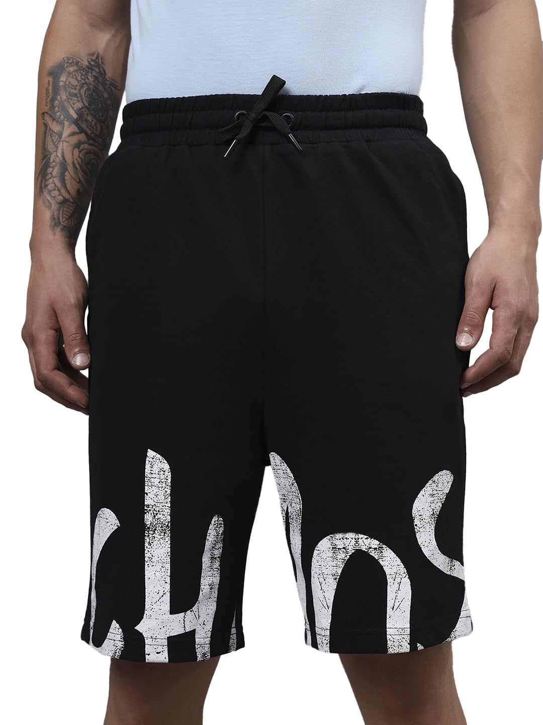 Men's Typography Oversized Fit Cotton Blend Shorts-image-22
