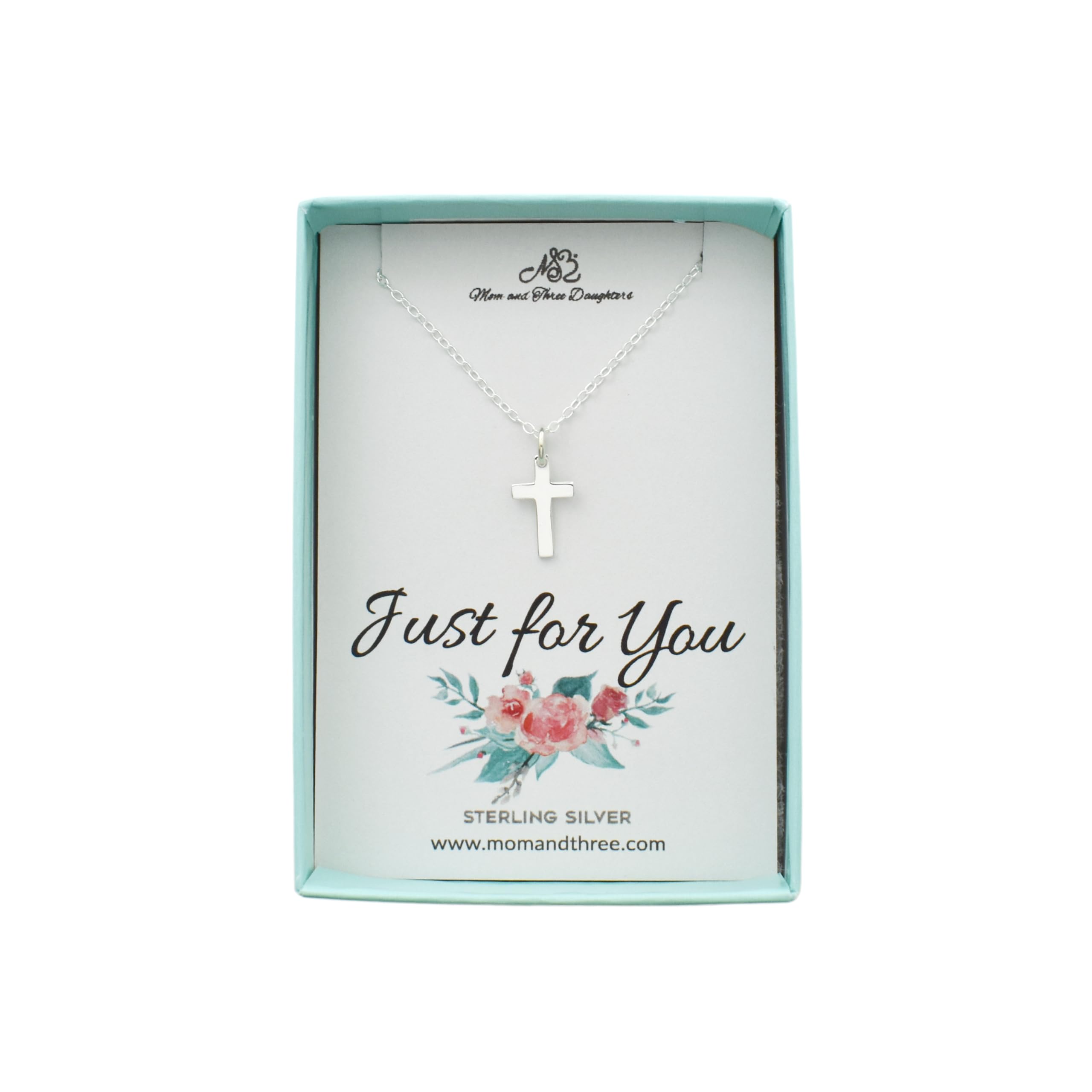 MOM & THREE DAUGHTERS Child's Tiny Cross Necklace | 925 Sterling Silver | 14" Chain | 15mm x 7mm Charm