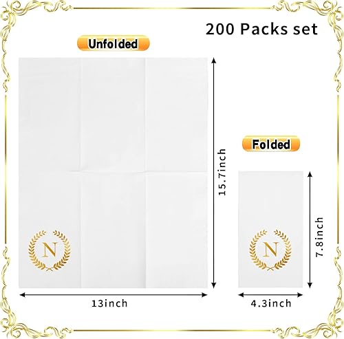 Miniatura 9 de Paquete de 200 servilletas desechables con monograma de lámina dorada con letra G, toallas de papel desechables para boda, compromiso, baby shower,