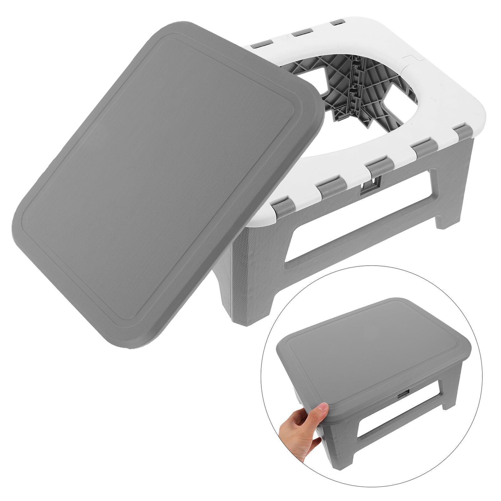 PRETYZOOM Taburete Plegable Portátil para Camping Inodoro Plegable Compacto para Adultos Diseño Discreto y Estable para Emergencias y Viajes al Aire Color Gris Pequeño