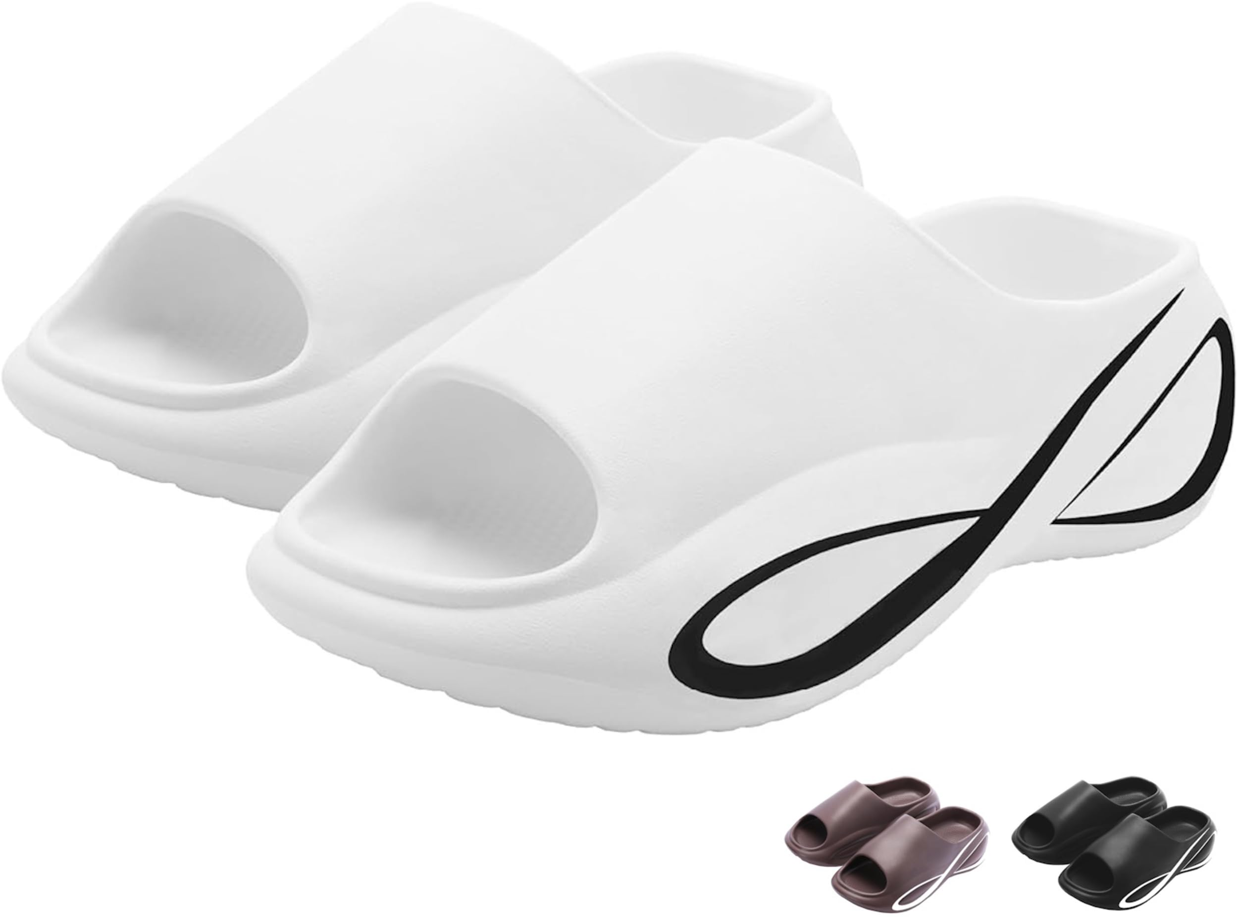 Pillow Slides for Women and Men | Non-Slip EVA Pillow Slippers | Cushioned, Waterproof, Stylish Cloud Slippers | Cloud Slides with Comfortable Open-Toe Infinity Design with Massage Effect