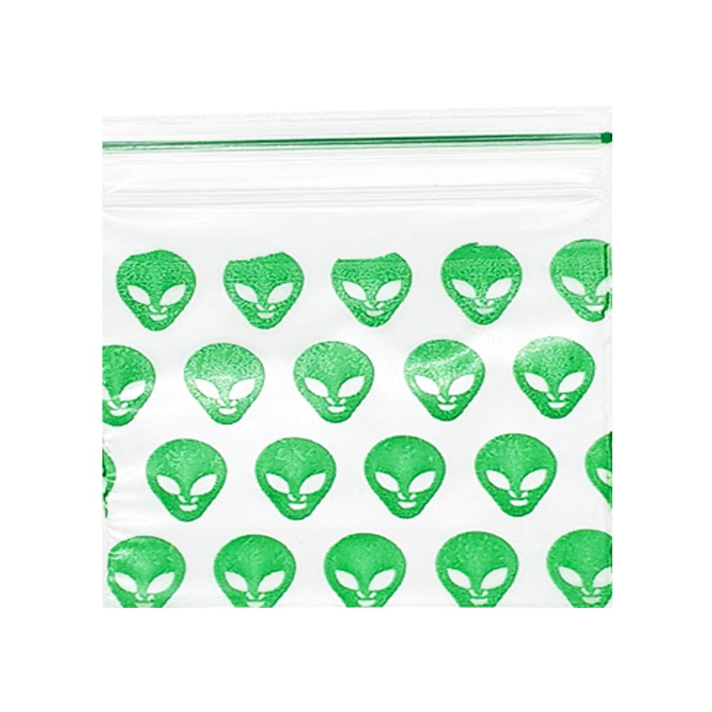 Grip Seal Bags Zip Lock Bags Resealable Plastic Bags Baggies (40x40 mm (300 Pcs), Green Alien)