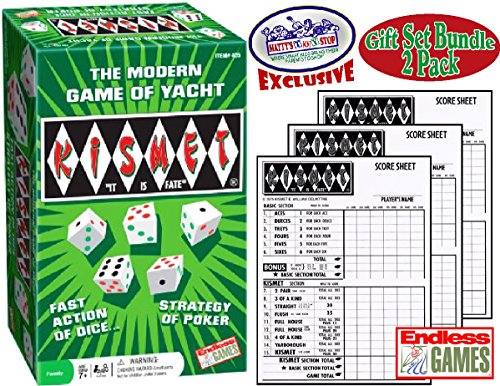 Kismet Dice Poker Game of Modern Yacht & Replacement Scorepads Deluxe Gift Set Bundle - 2 Pack
