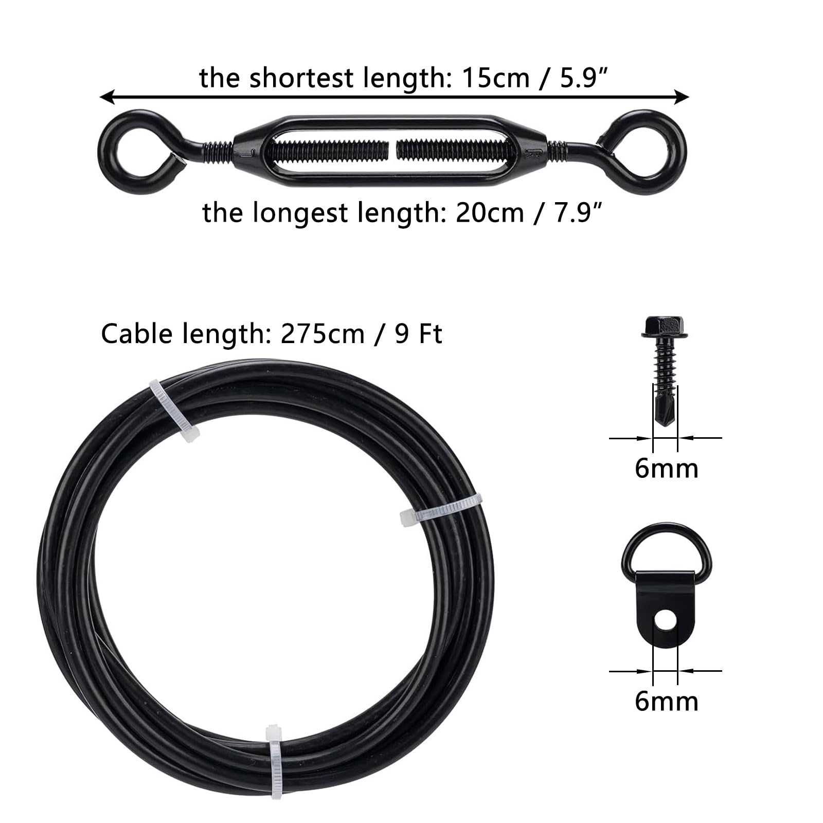 Juego de cables de puerta de aleación de acero duradero antihundimiento para soporte de puerta de valla de madera al aire libre (4)