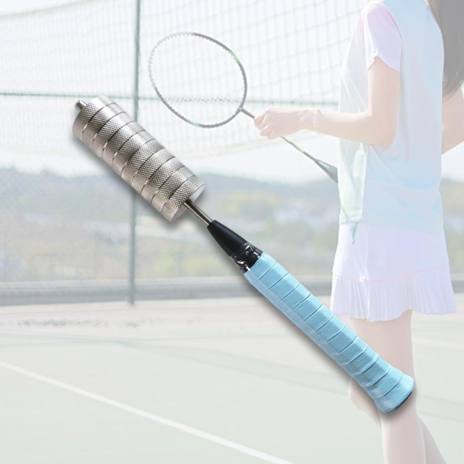 Oshhni Racchetta da Badminton, Bastone da Riscaldamento per Allenamento Swing, Precisione Migliorata, Strumento Ausiliario Leggero con Promemoria del Tempo