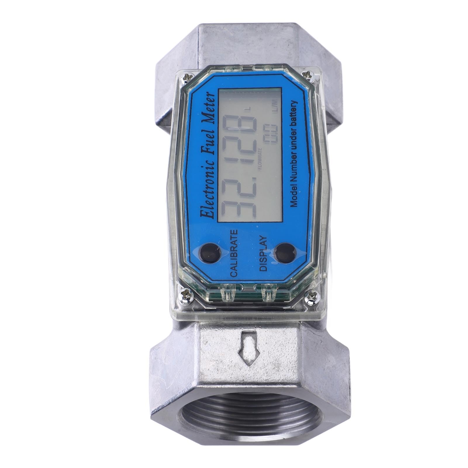 Generic Caudalímetro de Turbina Digital de Metal Duradero, Alta Precisión, GAL QTS PTS L, Medida, Gasolina, Agua, Fluidos (45mm)