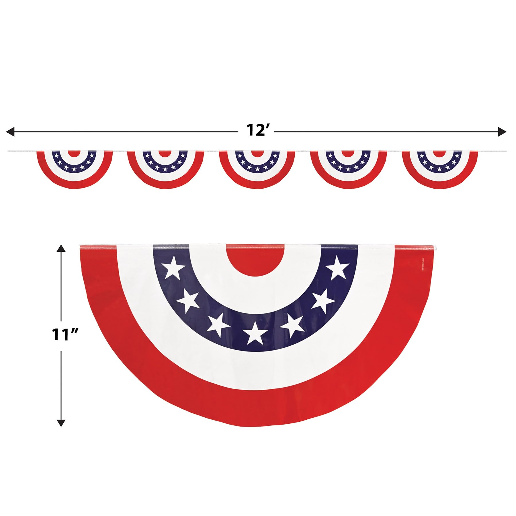 Beistle 59850 Patriotic Bunting Banner, 28 cm x 12 ', rosso/bianco/blu