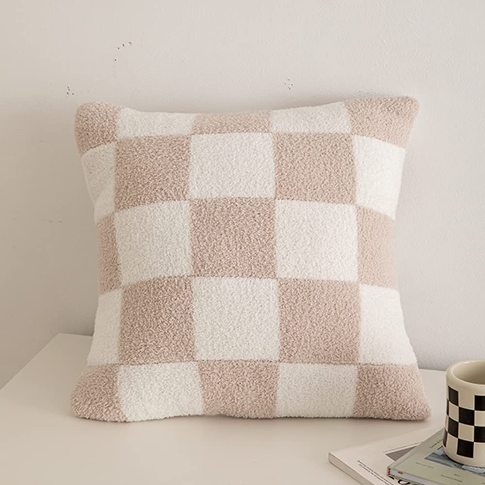 NIDITW Kissenbezüge mit beidseitigem Schachbrettmuster, ultraweich, Mikrofaser, verdeckter Reißverschluss, für Sofa, Couch, Bett, Dekoration, 4 Stück, gemischte Farben, ca. 45 x 45 cm