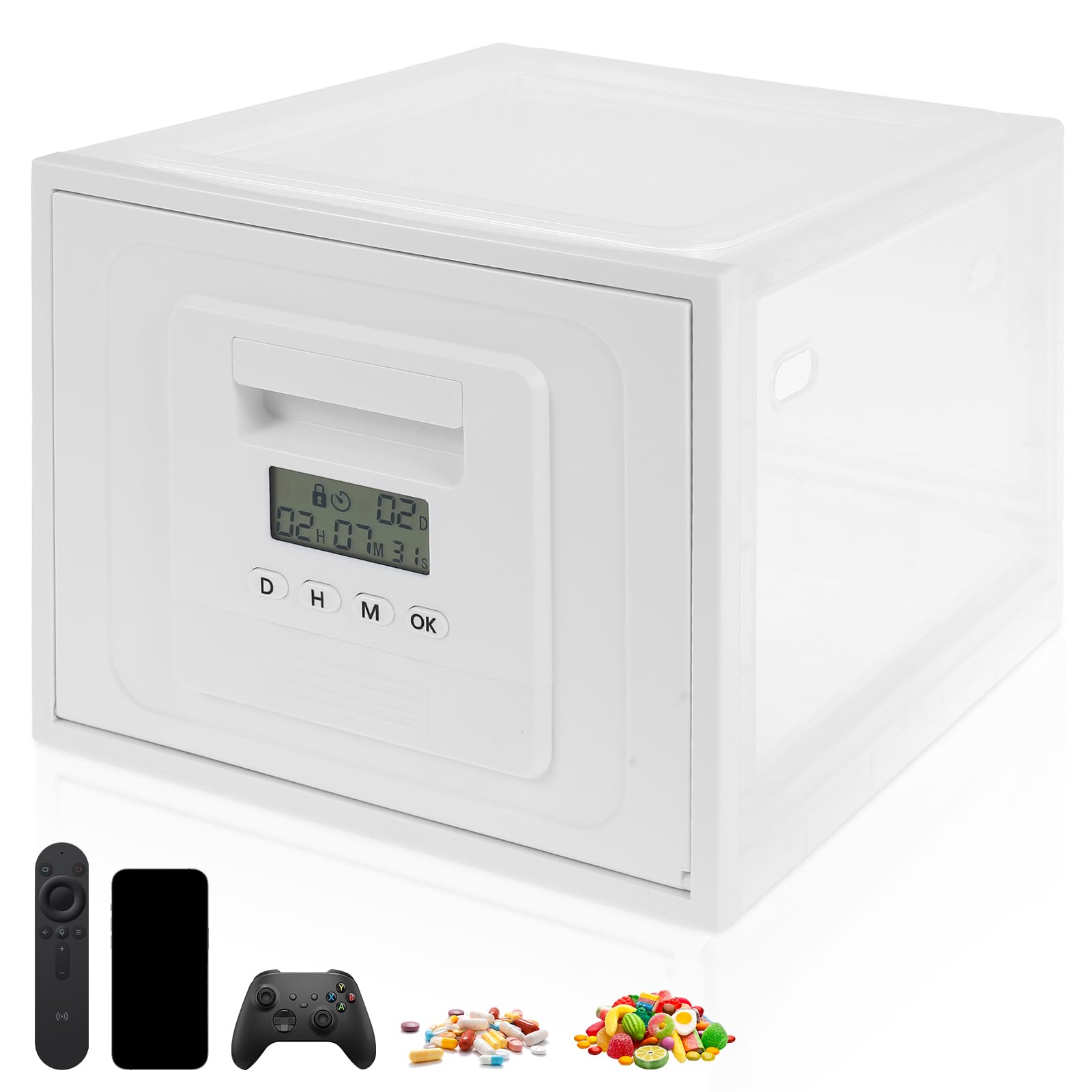 Handy Safe mit Zeitschloss,Safe Timed Lock Box,Premium Abschließbare Aufbewahrungsbox mit 2 Arbeitsmodus für Lebensmittel, Medikamente & Sicherheit im Haushalt,30.3 x 23.6 x 19.3 cm