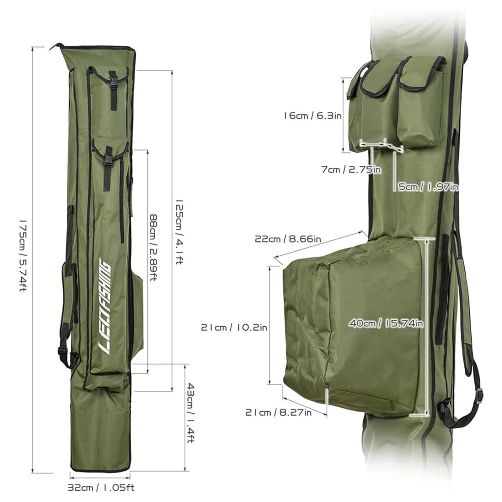 Bolsa portátil para caña de pescar, bolsa de almacenamiento para carrete de caña de pescar, señuelo, cebo,