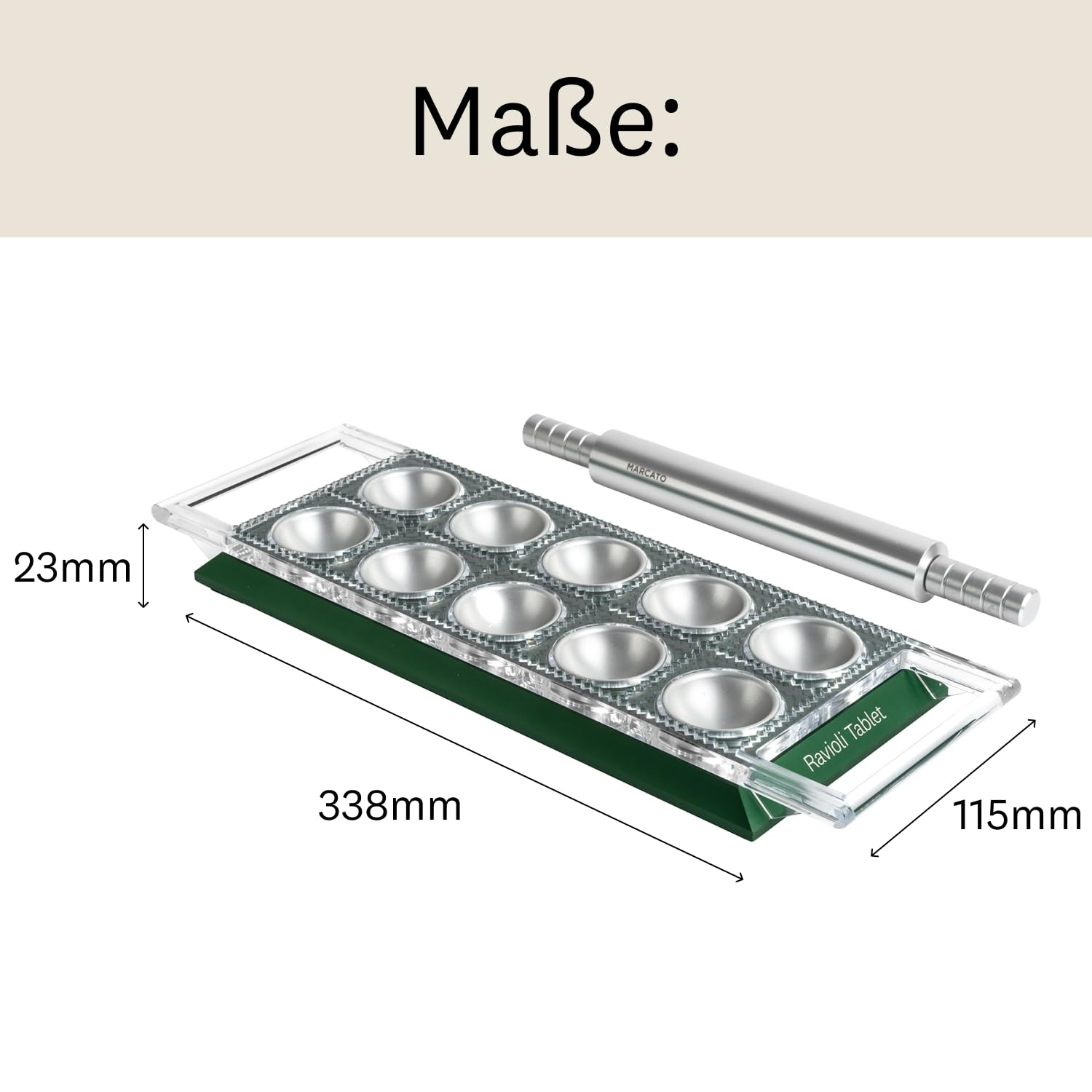 Marcato Ravioli Tablet Nudelform, Aluminium, 36 x 21 x 7 cm