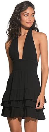 Wasteland Deep V Ruffle Halter Mini Dress