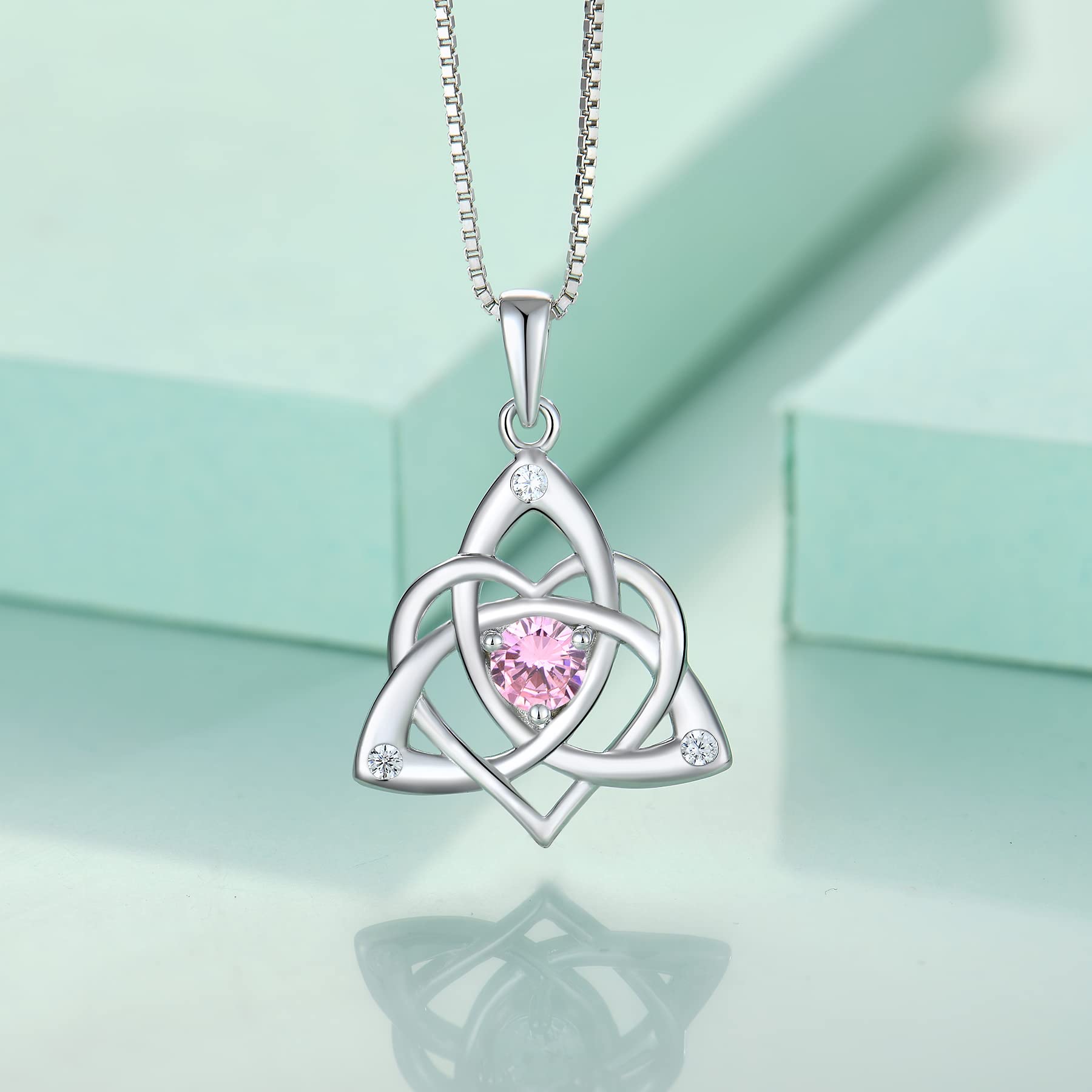 starchenie Collana con Nodo Celtico Collana con Pietre Portafortuna a Cuore in Argento 925 per donna