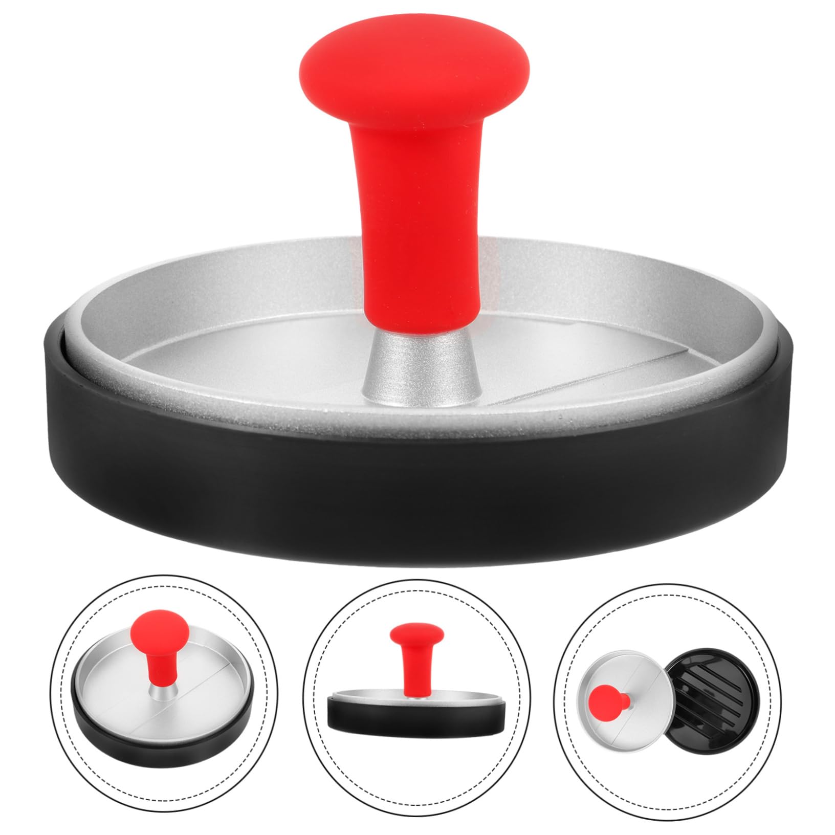 4 Stück Fleischpresse Burgerpresse drücken Steak-Gewichtspresse Hamburger-Patty-Presse Fleischpresswerkzeug Speckpresse für Grillplatte Rostfreier Stahl Silver