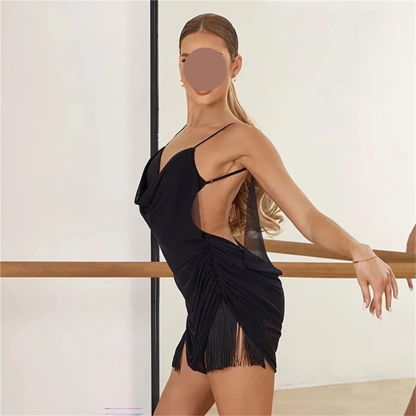 Vestito da Ballo Latino Donna con Frange, Tuta Cha-Cha Samba, Costumi Allenamento e Gonna Corta Sexy per Donna
