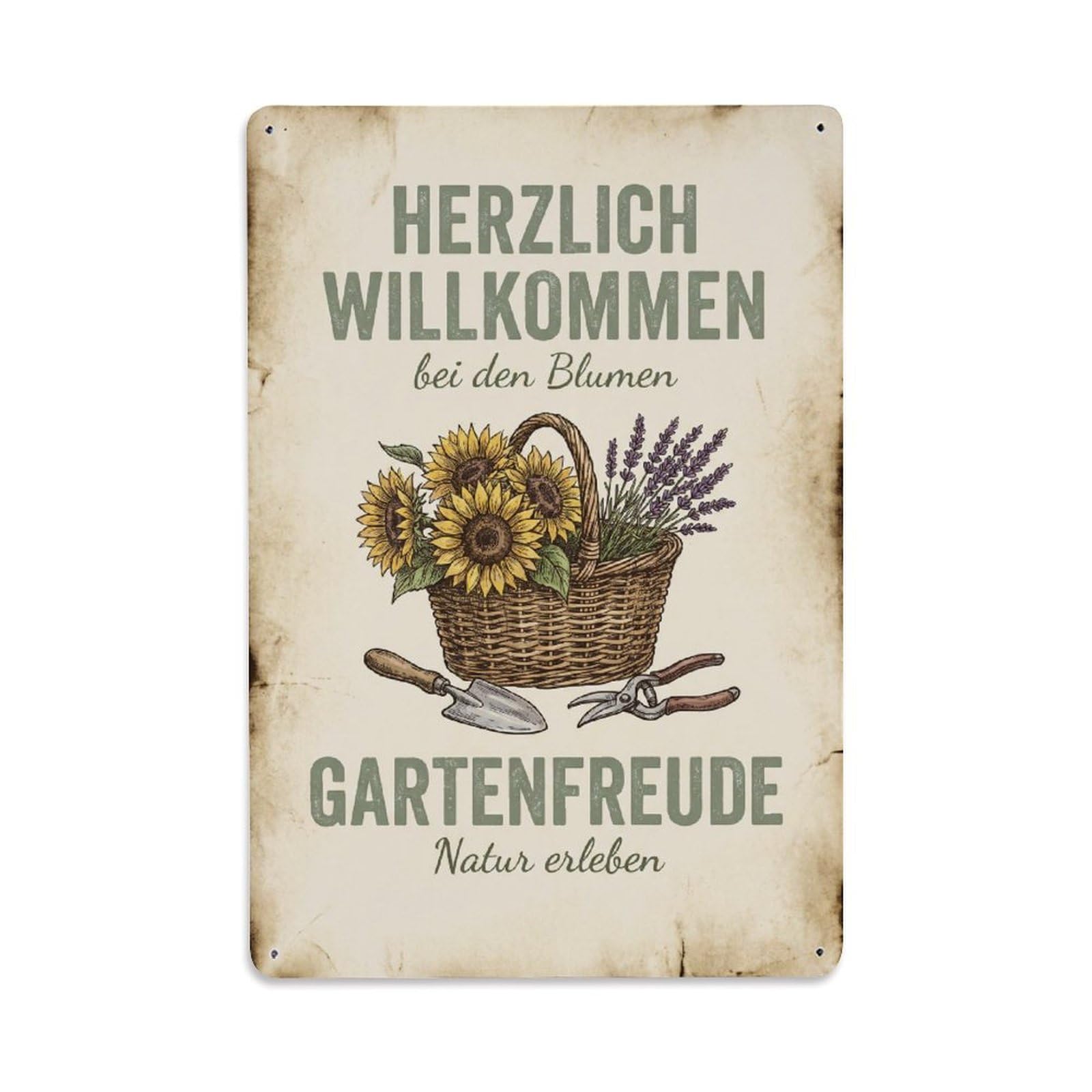Vintage Funny Garden Heartfelt Welcome Rustic Gate Cottage Metal Tin Sign
