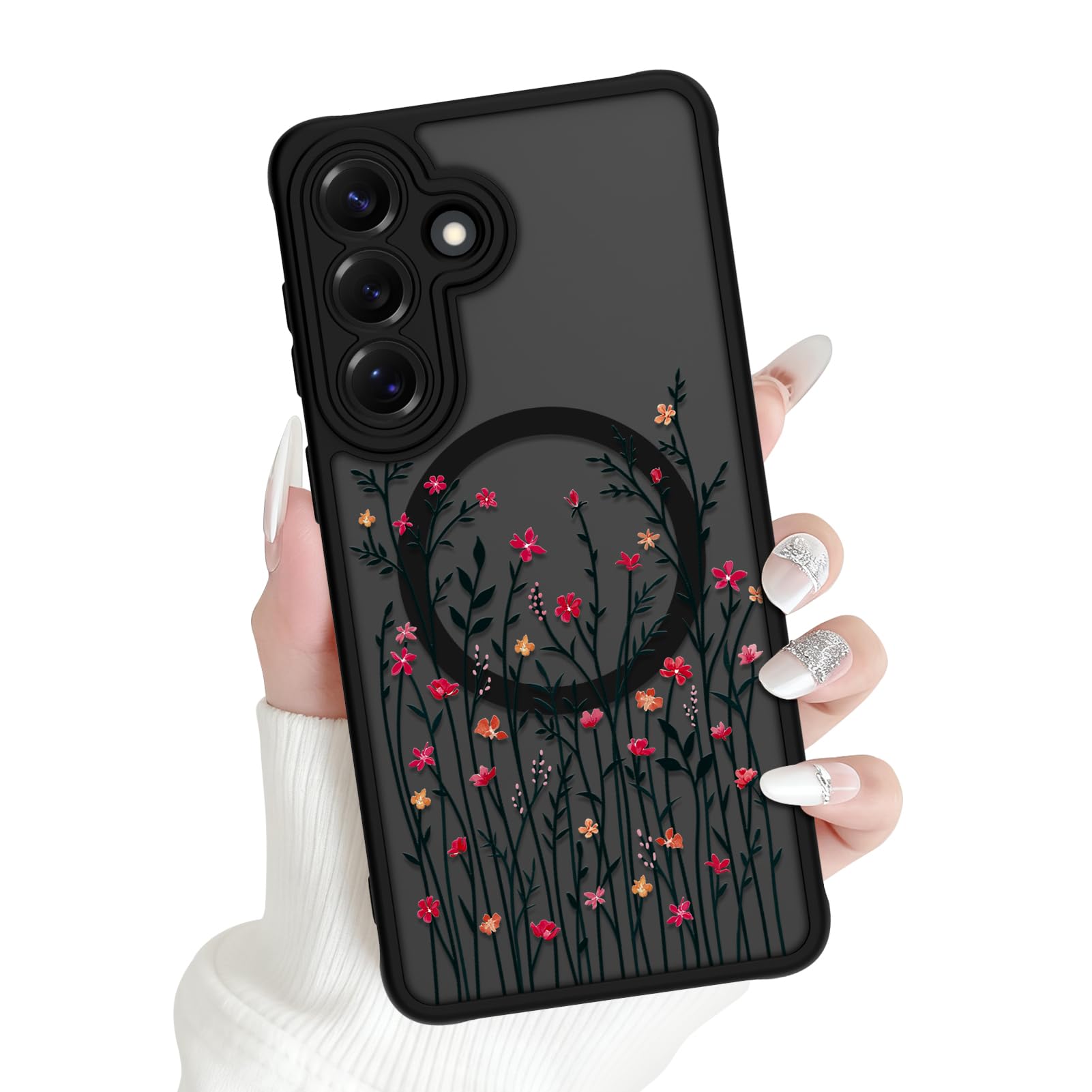 Coque Samsung Galaxy S26 MagSafe transparente à fleurs florales en TPU - 7