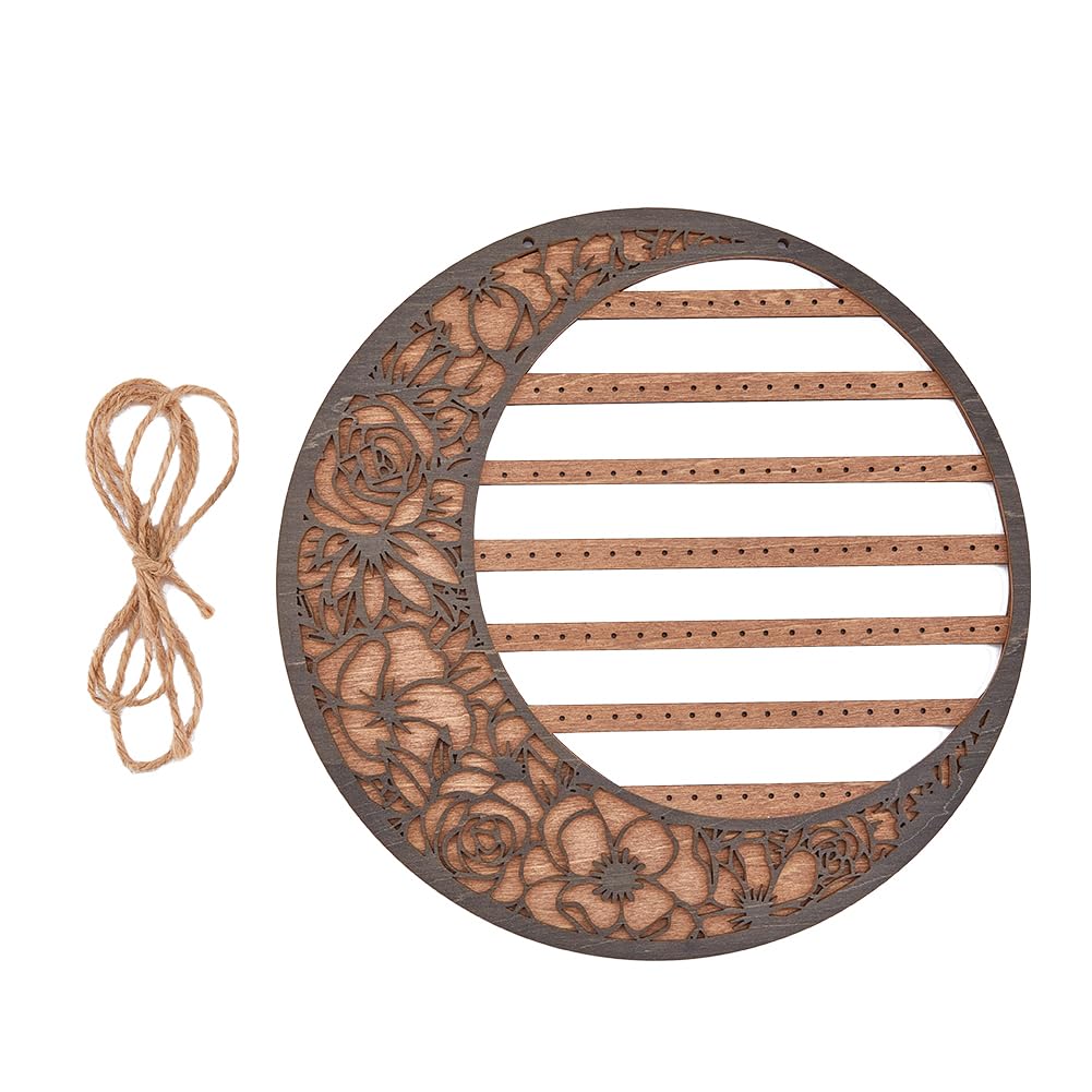 Rangement bijoux mural en bois fait main, présentoir rond haut de gamme 110 trous