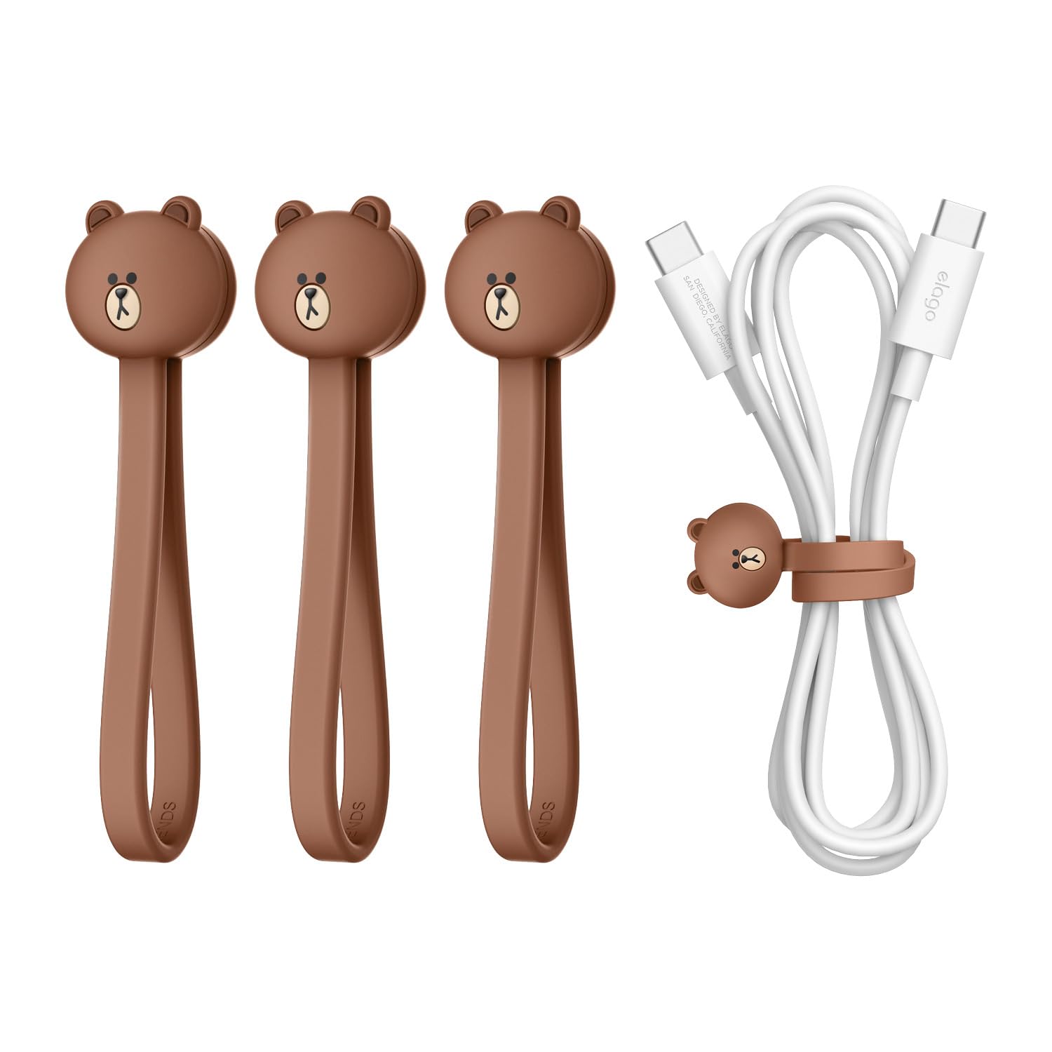 Elago Brown | Line Friends Magnetic Silicone Cable Ties