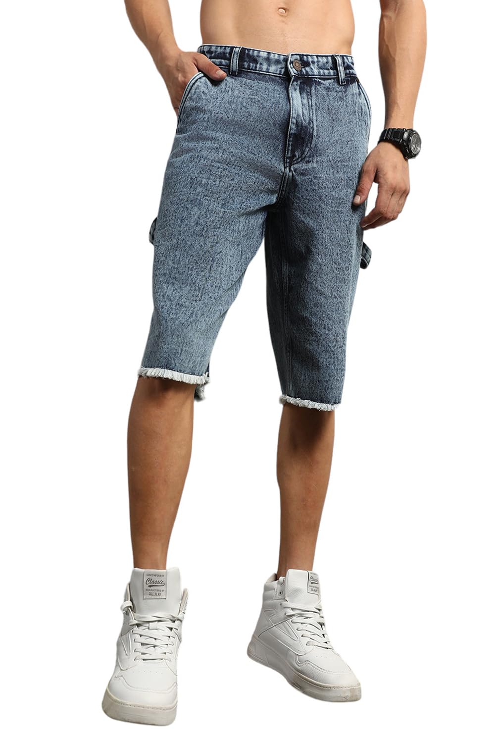 hubberholme Men Cotton Washed Loose Fit Mid-Rise Casual Shorts-picture-29