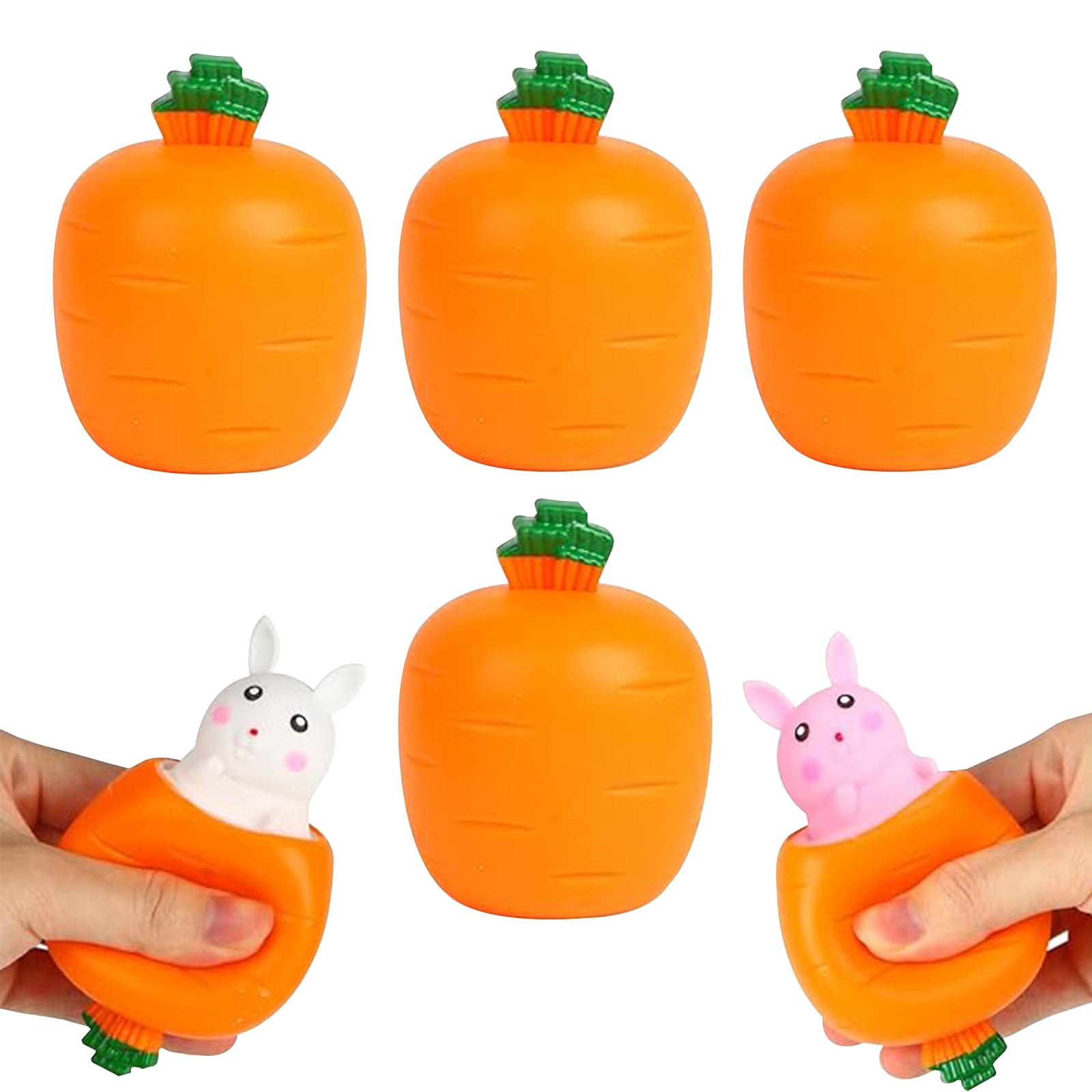 FDEFIRTFG Squeeze toys, Easter Bunny Squeeze Toys, Carrot Rabbit Fidget, Cute Sensory(4pcs)