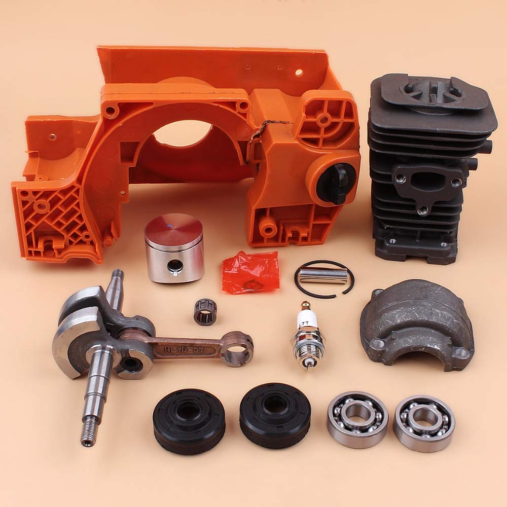 Tiempo Beixi Aceite de la Caja del cárter del Motor del Tanque del Cilindro Kit de pistón Compatible con Husqvarna 137 142 Piezas de la Motosierra y el cojinete del cigüeñal Retenes Conjunto