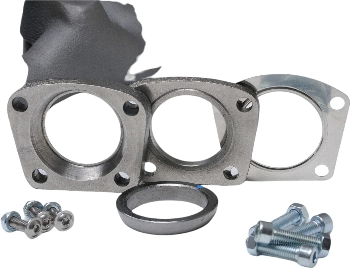 Collettore di Scarico 070253017A con Kit Guarnizioni 070253017B in Ghisa Duttile Compatibile con Transporter, Multivan, Touareg 2.5 TDI AXD, AXE, BAC, BLJ (POSIZIONE GOMITO 90°, GOMITO 90°)
