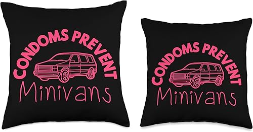 Miniatura 3 de Condoms Prevent Minivans & Co Condones Prevent Minivans - Divertida almohada sarcástica para hombres y mujeres, 16 x 16 pulgadas, multicolor