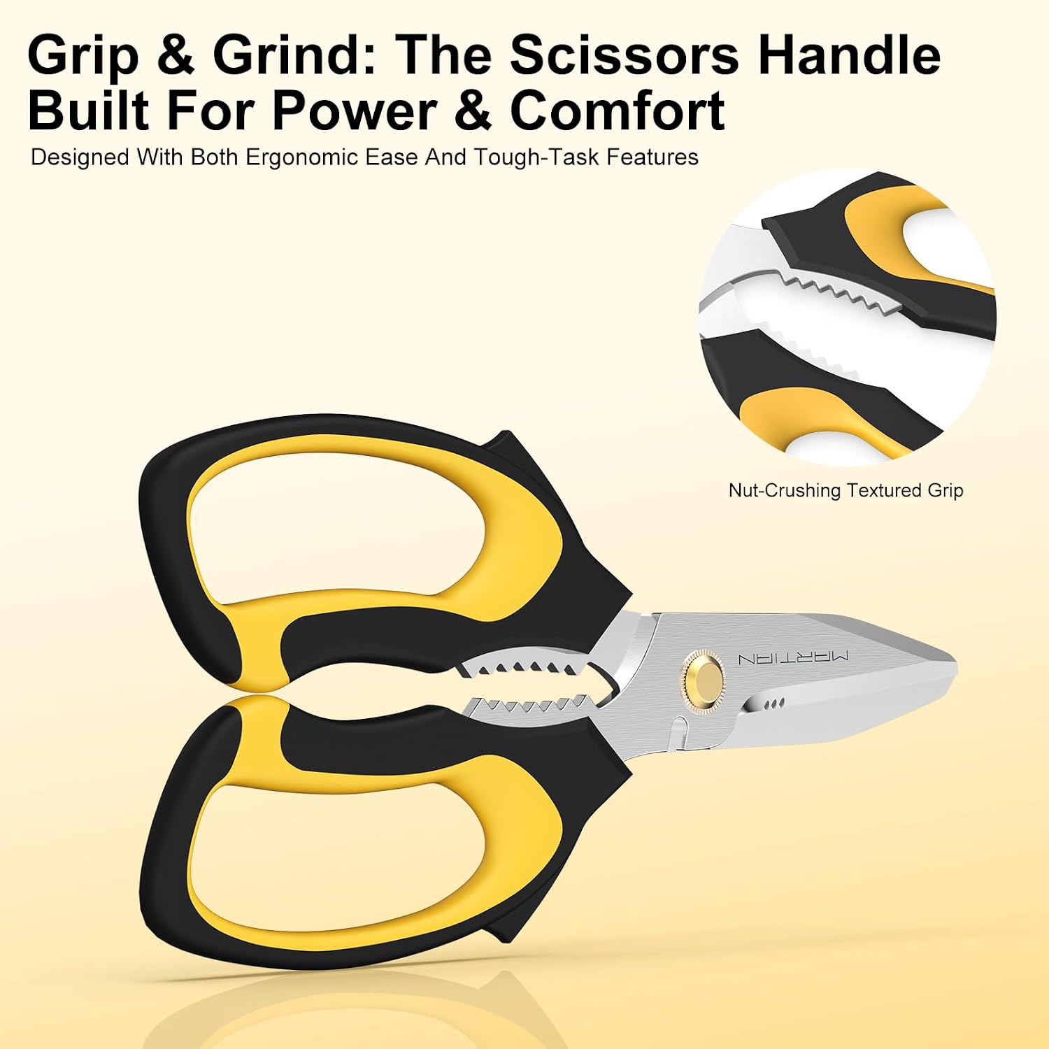 8” Ultra Sharp Kitchen Shears Heavy Duty - Stainless Steel Kitchen Shears for Food, Dishwasher Safte Kitchen Scissors for Meat Cutting, Ideal Gift for Father's Day | food scissors dishwasher safe, scissors all purpose, heavy duty scissors, metal shears, sharp scissors