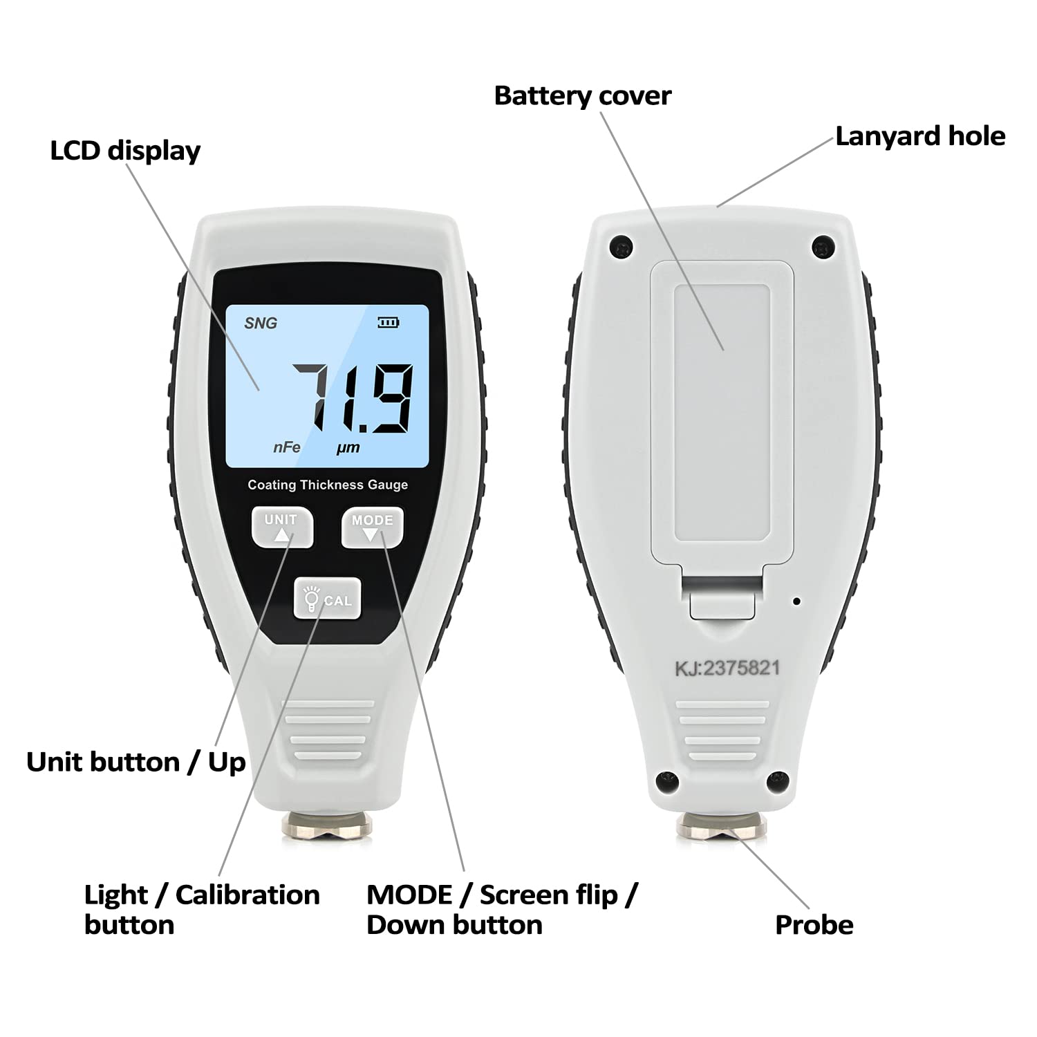 Snapklik.com : Paint Thickness Gauge, XRCLIF Coating Thickness Meter ...