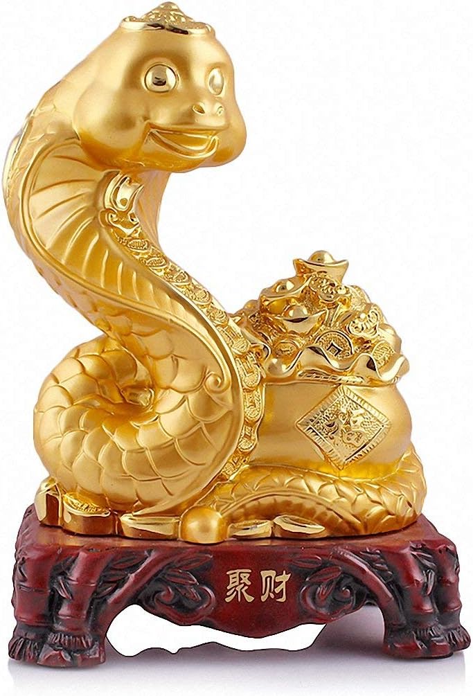2025 Chinese Zodiac Snake Year Golden Resin Collectible Figurines Table Decor Statue