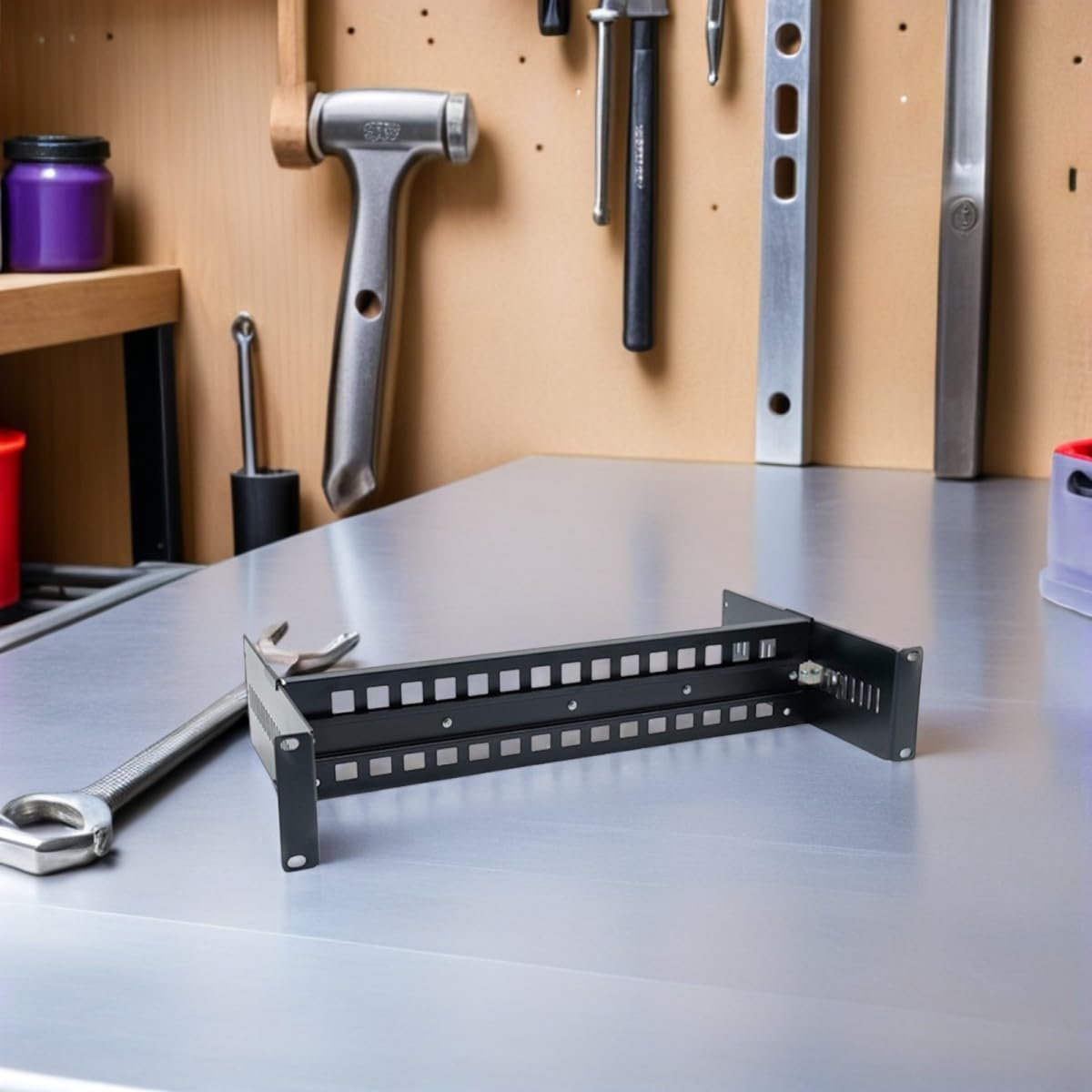 Soporte para Riel DIN Ajustable de Aleación de Aluminio para Rack Compatible con Convertidor de Señal y Switches Ethernet en Entornos Industriales y Redes Compactas