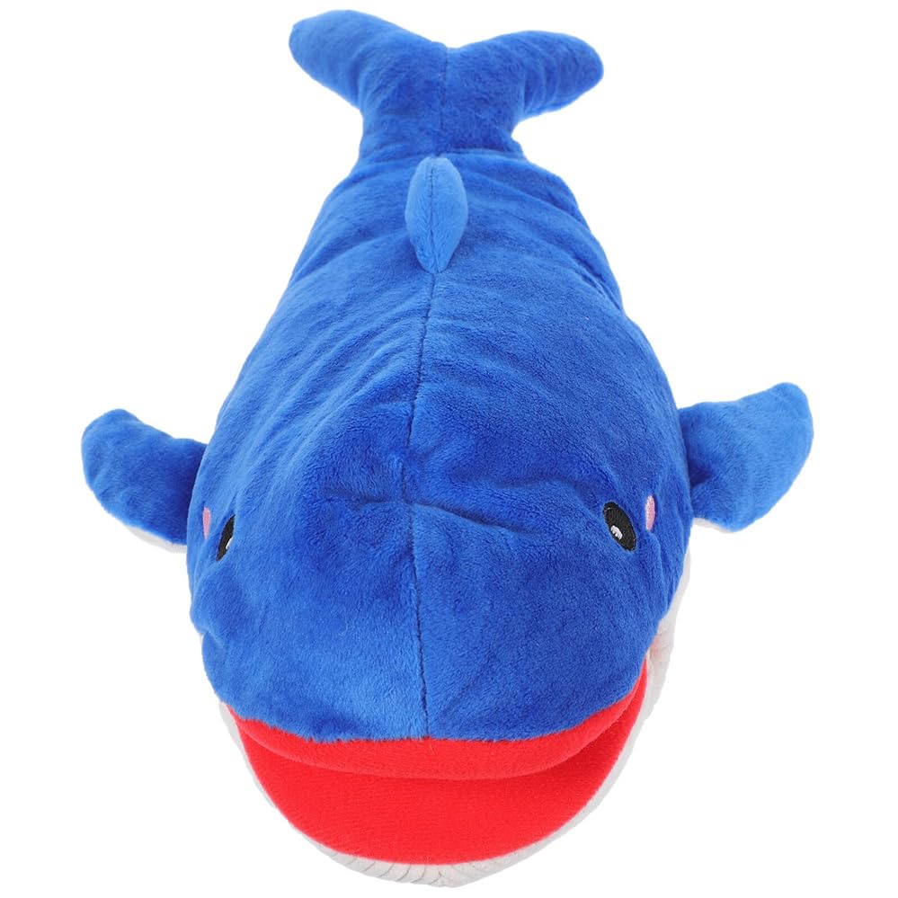 Marionnette à la main baleine bleue 30 cm en peluche ultra douce, bonhomme animal réaliste pour raconter des histoires, jouet créatif éducatif, convient aux jeux interactifs