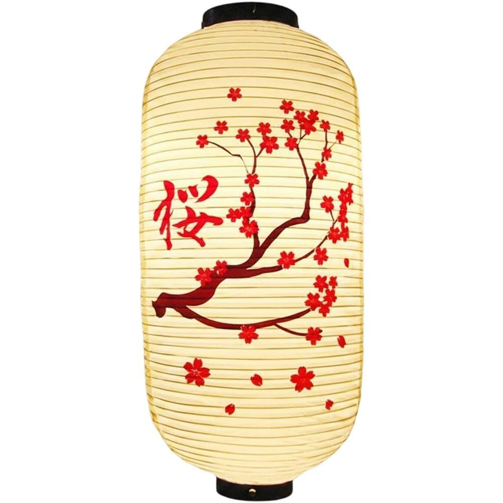Ppmter Japanese Style Lantern Cherry Blossom Decorative Waterproof Pvc Hanging Lantern for Home Sushi Restaurant Decoration for Indoor Outdoor