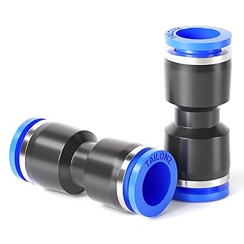 Tailonz Pneumatic Blue Straight 3/8 inch Tube OD Push to Connect Tube Fittings Push Lock PU-3/8 (Pack of 10)
