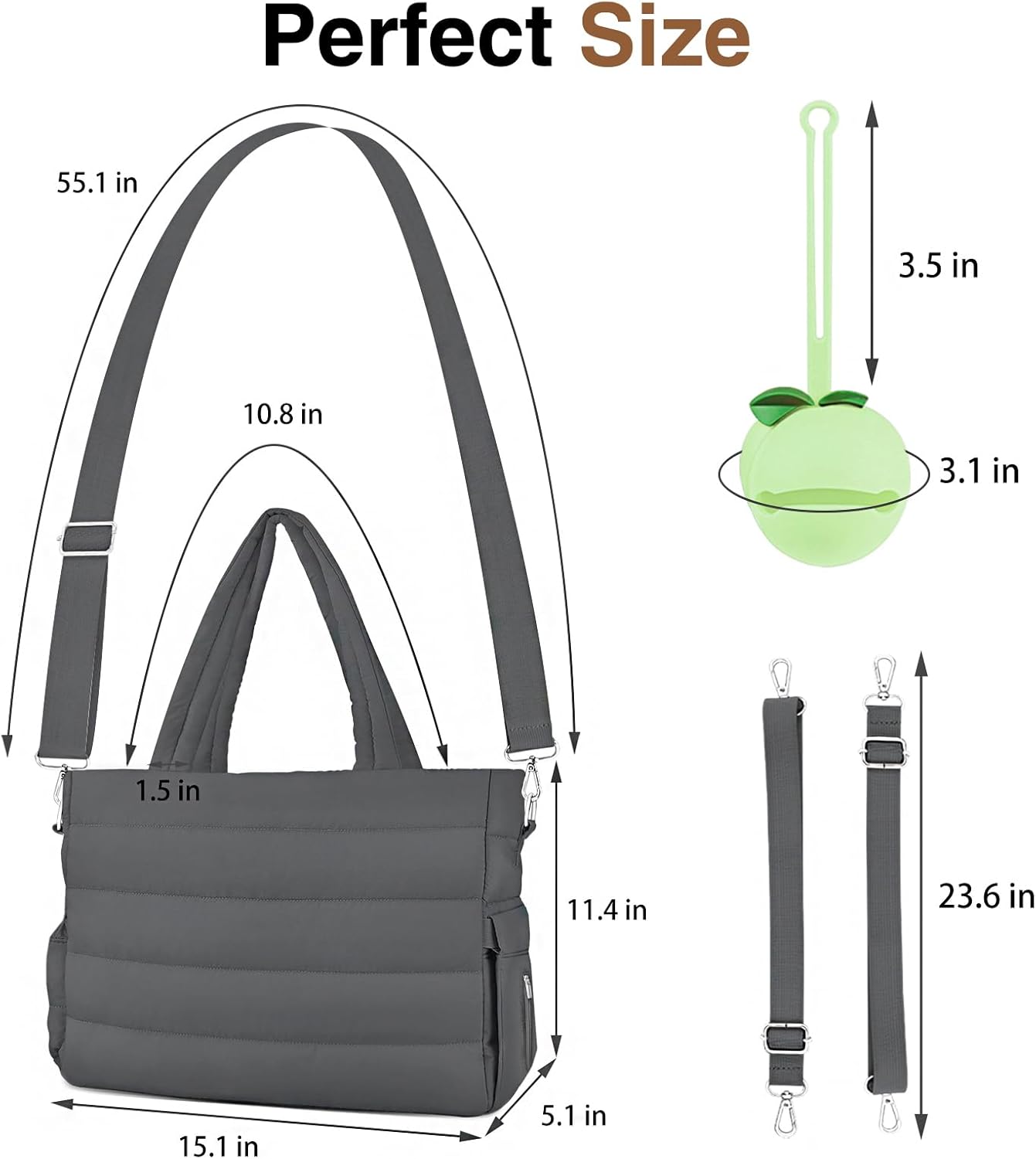 Diaper Bag Tote, Baby Diaper Tote Bags Crossbody Hospital Bag Travel Large Mommy Bag, with Silicone Pacifier Case - Image 7