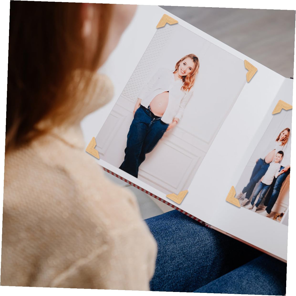 12 Sheets DIY Photo Corners Stickers Self-Adhesive Kraft Scrapbooking Corners for Photo Albums Journals Diaries Easy Peel Stick Protectors for Pictures and Memories