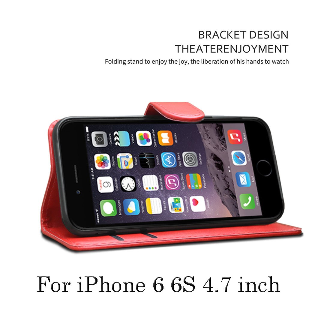 Custodia A Portafoglio In Pelle Per IPhone 6/6S – Con Chiusura Magnetica, Porta Carte E Protezione Schermo, Colore Viola