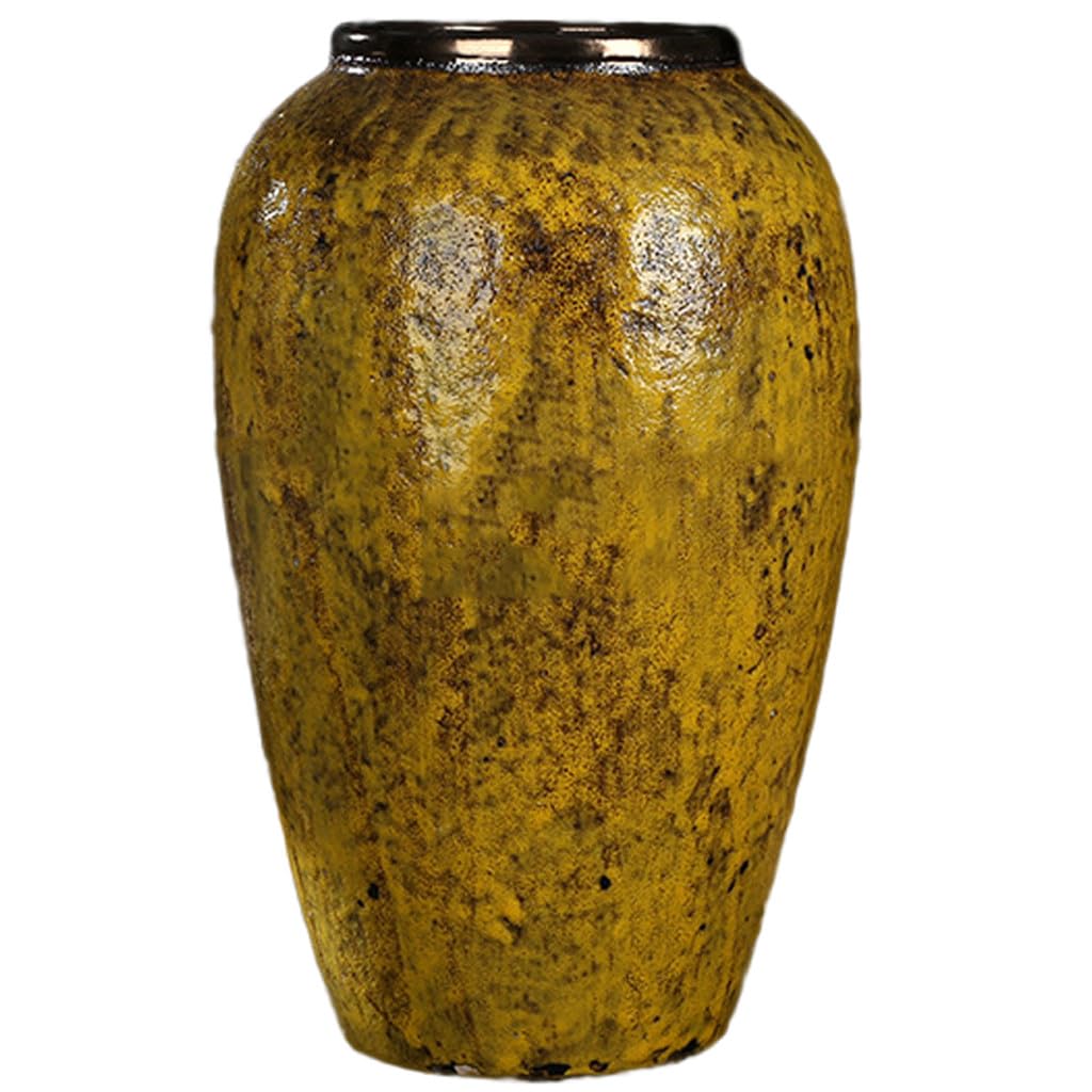 Vase Desktop Ceramic Desktop Vase Retro Yellow Modern Simple Pastoral Dried Flower Ornaments(W19 X H30cm)