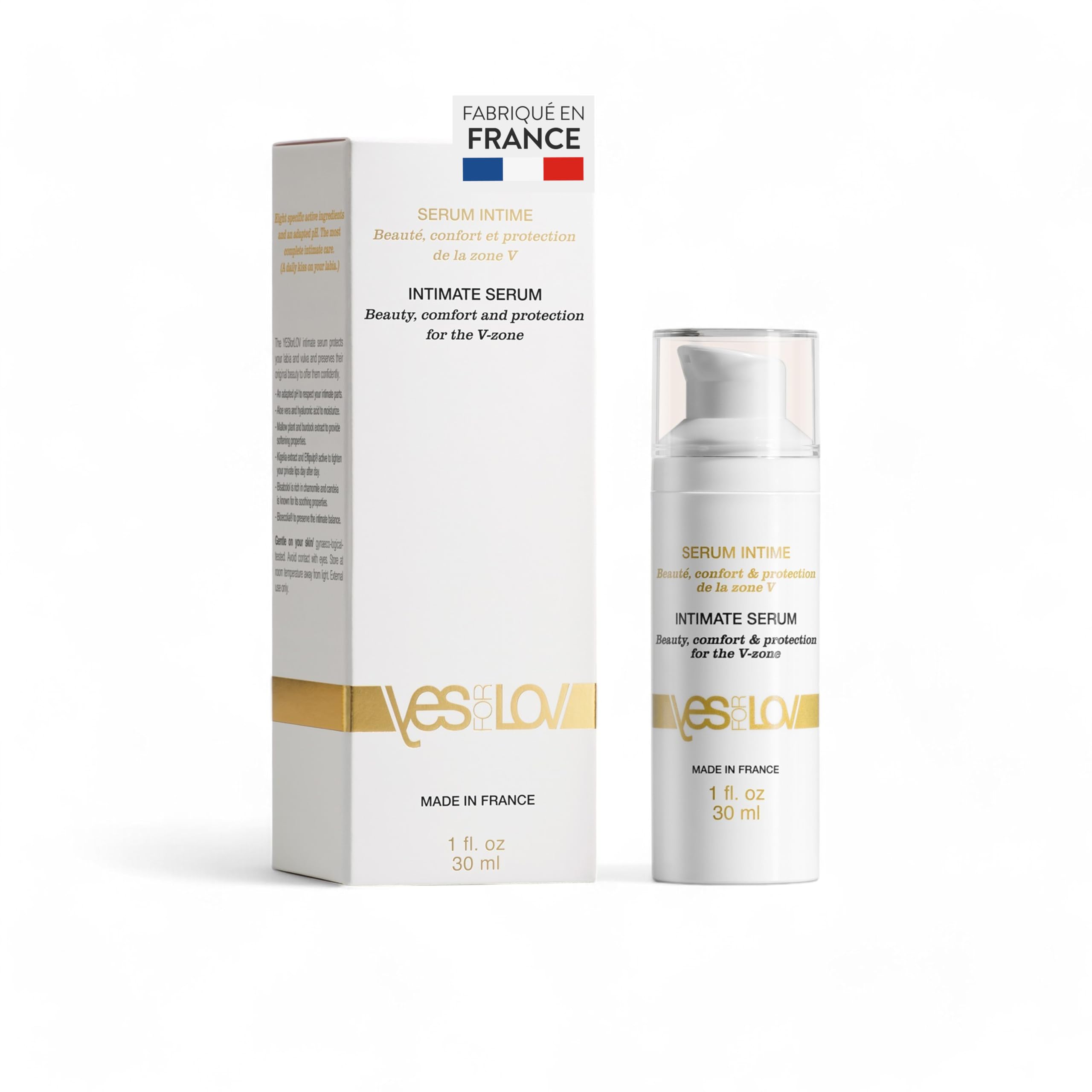 YESforLOV Gel Intime Femme Hydratant & Apaisant Sérum | Soin Vulvaire Naturel à 99,52%| Crème Sans Parabens Ni Allergènes Anti-Sécheresse, Démangeaisons et Irritations | Fabriqué en France 30ml
