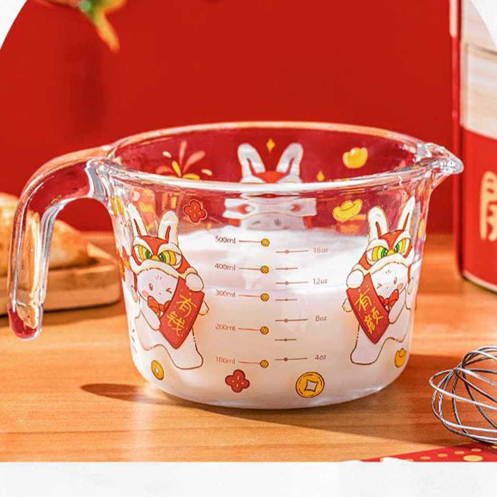 XMING Taza medidora de vidrio con tapa con escala resistente a altas temperaturas cocina for hornear harina taza de huevo batido taza de leche caliente (Size : B)