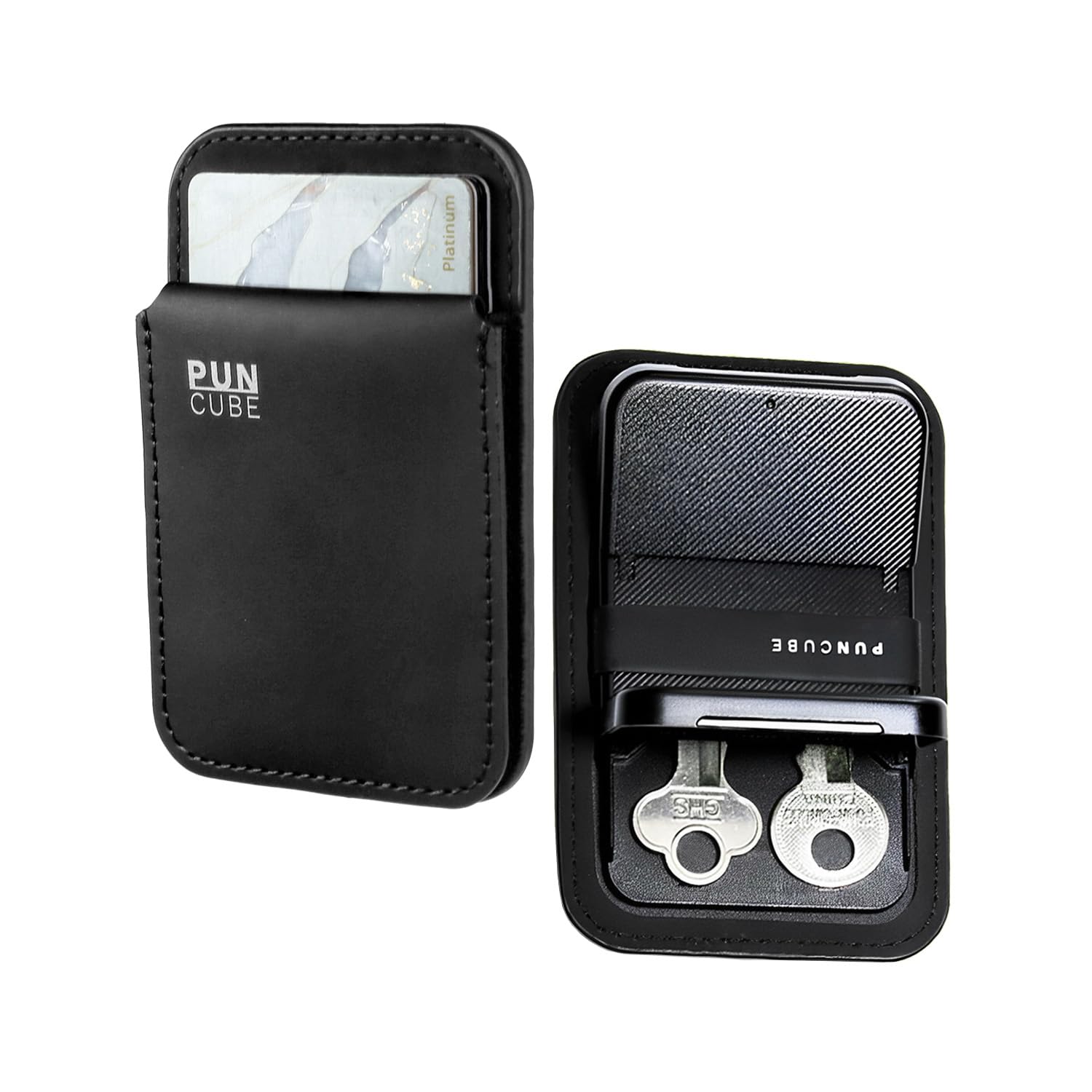 PUNCUBE Men’s Card Holder Wallet,Slim Minimalist Wallet With Key Holder and Phone Stand, Key Wallet, Rfid Blocking Wallet