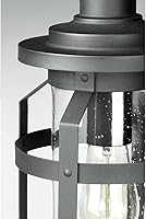Vista 5 de Progress Lighting Haslett Collection - Farol de pared grande con 1 luz de cristal transparente con textura de color negro