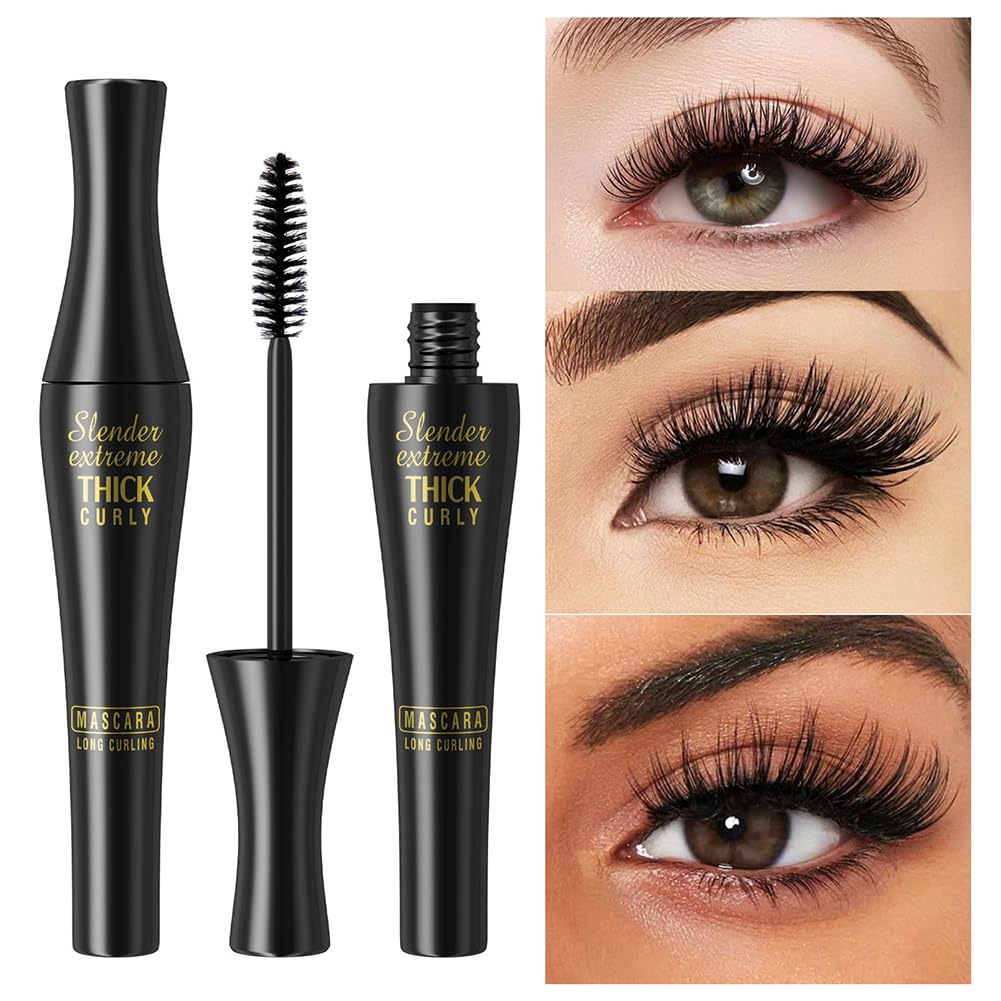 Adurello Mascara Black Volume and Length Natural, Liquid Mascara for Thickening and Curling, Smudgeproof, Waterproof, Sweatproof & Clump-Free
