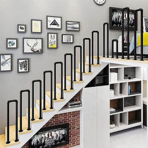 Hggdsac Railing Indoor&Outdoor, U-Shaped Stair Railing, Stainless Steel Stair Railing, Wall Mounted Non-Slip Handrails, for Kids,Elderly,Pregnant Women and People with Limited Mobility, Right Angle