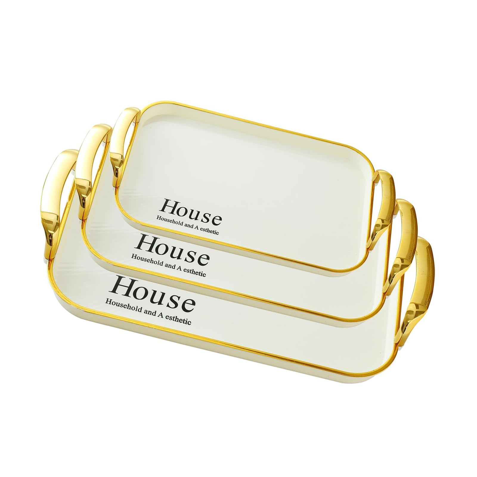 Of 3 Multipurpose Storage Trays Stackable Designs Handheld for Clutters Control Serving Platters for Party