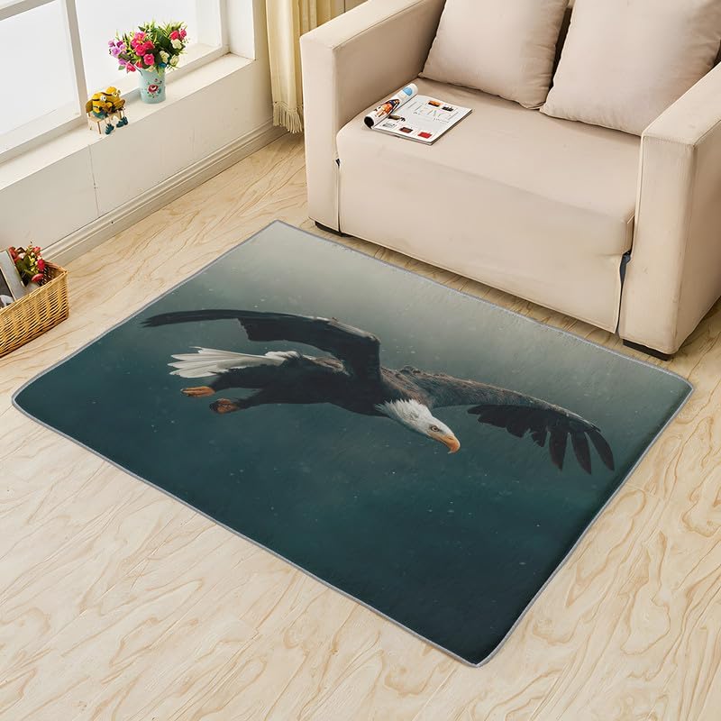 Miniatura 4 de Alfombras de águila calva para dormitorio, sala de estar, alfombra de animales de pájaros, 5 x 8 pies, lavable, antideslizante, suave, alfombra de