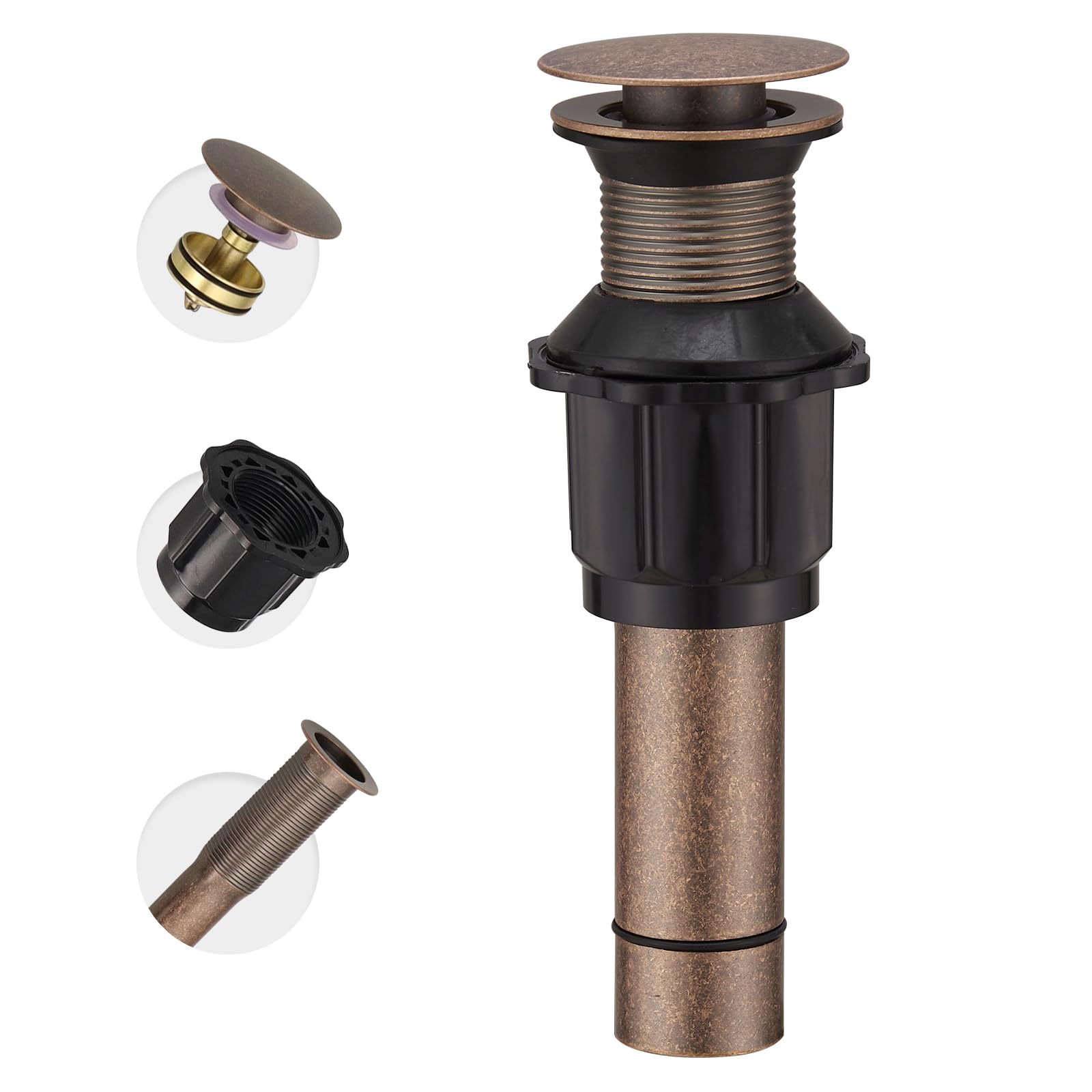 Photo 1 of 15/8" Bathroom Faucet Vessel Vanity Sink Pop Up Drain Assembly Stopper Without Overflow Copper Push & Seal by Homevacious