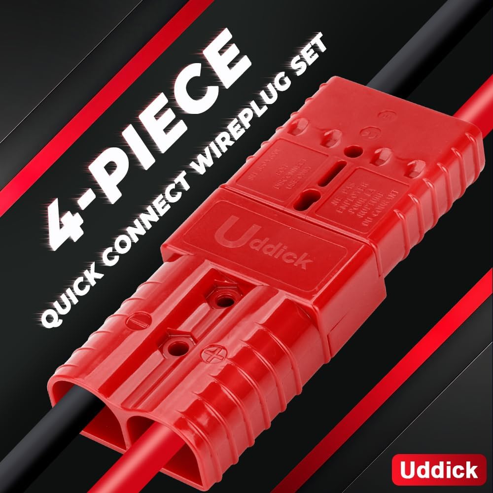 4PCS 350 Amp Battery Quick Disconnect Connecteur, 2/0 AWG 600V Battery Power Connector Plug, for Recovery Winch Auto Car Trailer Boat (Red)